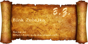Bink Zulejka névjegykártya